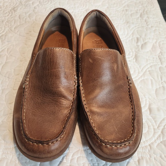 Born Loafers Brown Leather Moc Toe Round Slip On Shoes Size US 8M - Picture 1 of 12